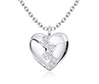 Broken heart Shaped with CZ Silver Necklace SPE-5269